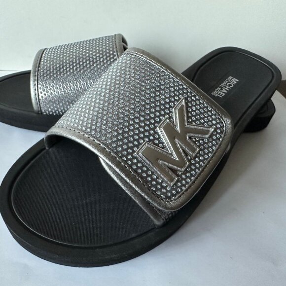 NEW Michael Kors Logo Velcro closure slides Size 9 & 10 - Picture 4 of 4